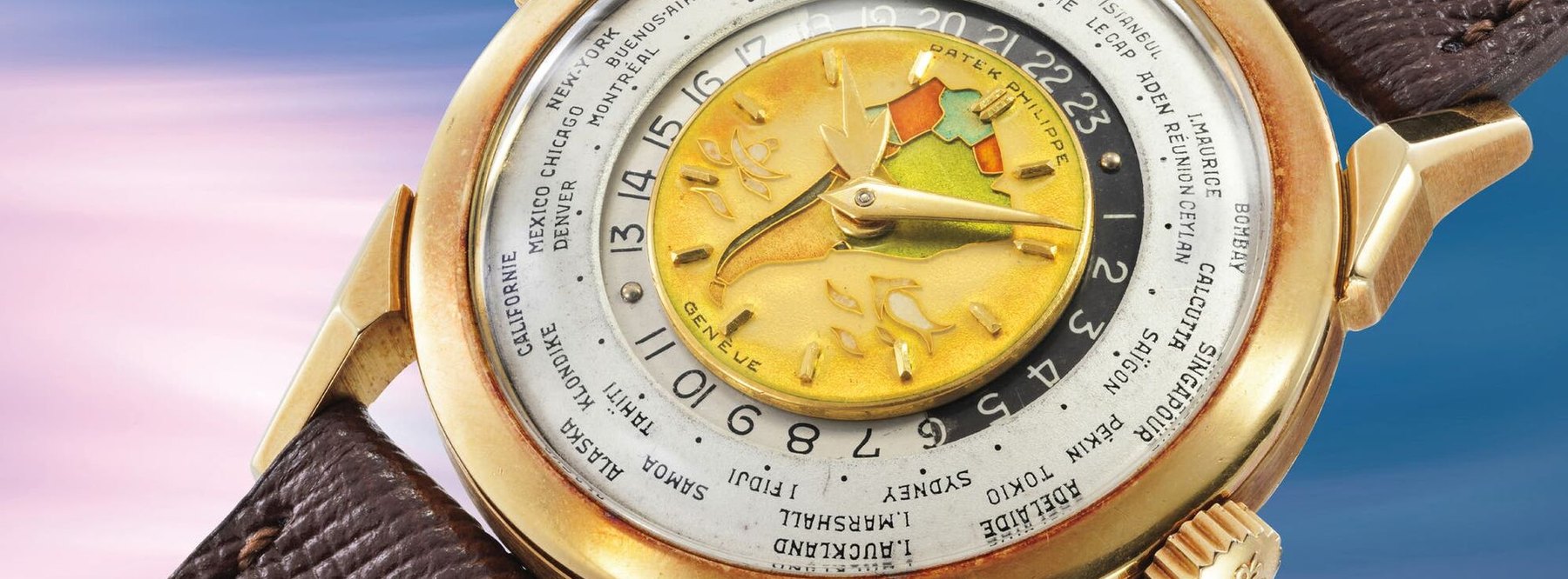 Cadran cloisonné d'une Patek Philippe Heures Universelles vendue chez Phillips à Genève
