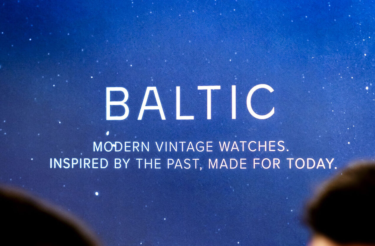 Soirée Baltic : les Heures du Monde Écran de présentation Baltic « Modern vintage watches » pendant la soirée