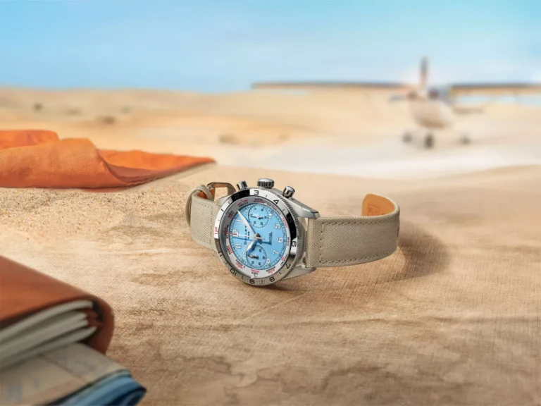 Gallet renaît pour ses 200 ans Une Gallet Multichron chronographe bleu clair, ambiance aviation