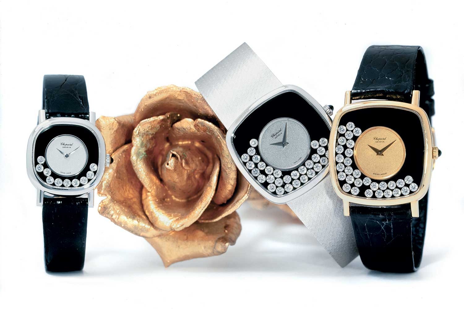 La Chopard Happy Diamonds Heritage, diamants flottants sur cadran onyx noir